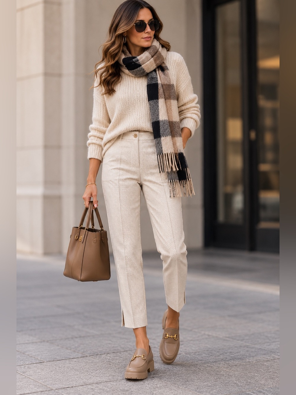 Dalia Cream Tailored Ankle Pants - Timeless Chic size 8